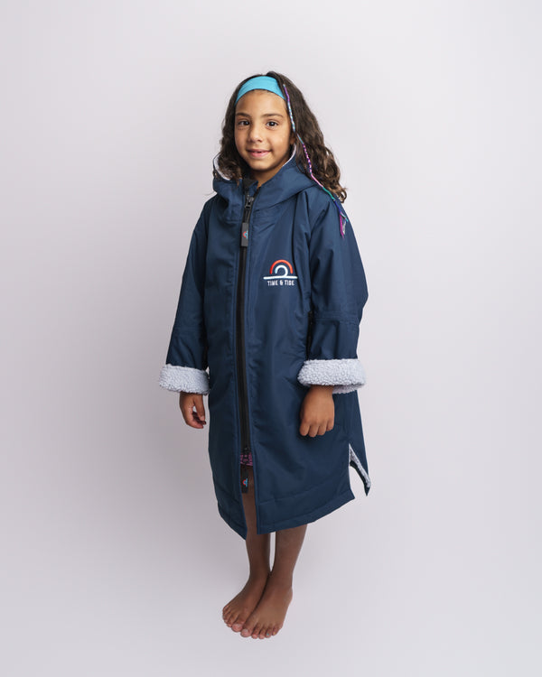 Time & Tide Dry Kids Changing Robe - Blue/Grey