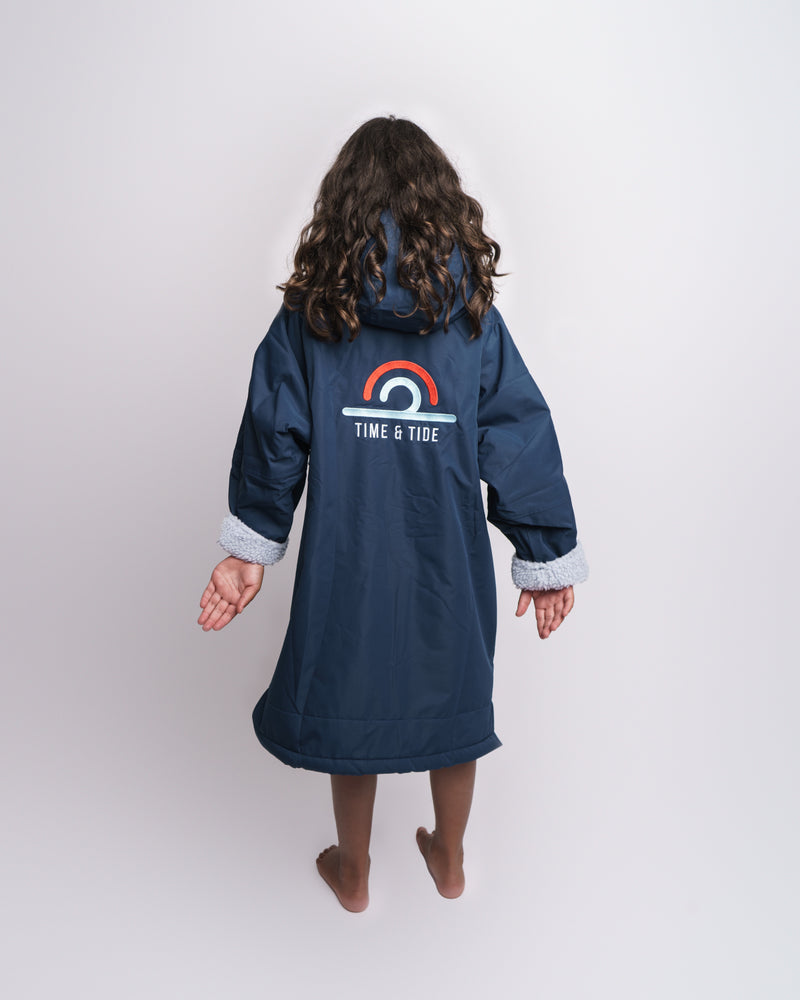 Time & Tide Dry Kids Changing Robe - Blue/Grey