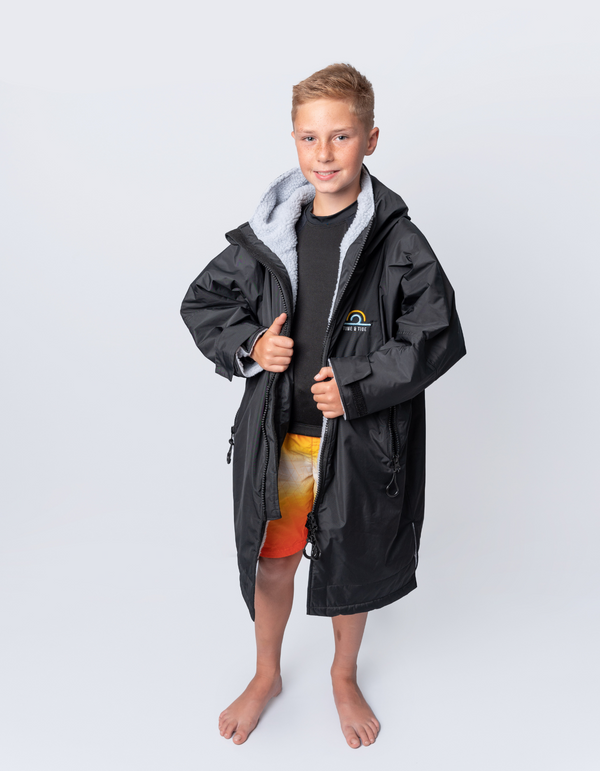 Time & Tide Dry Kids Changing Robe - Black/Grey